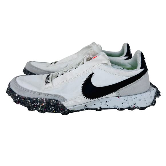 Nike Waffle Racer Crater Sneakers Shoes CT1983-104 White Black Womens Size 6 - Picture 1 of 9